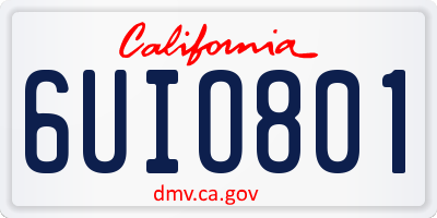 CA license plate 6UIO801