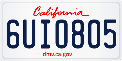 CA license plate 6UIO805
