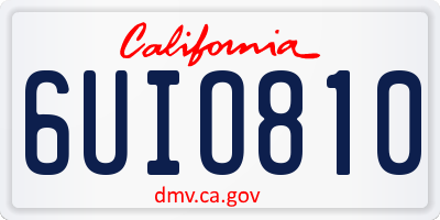 CA license plate 6UIO810