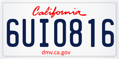 CA license plate 6UIO816