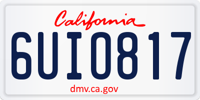 CA license plate 6UIO817