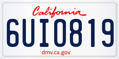 CA license plate 6UIO819