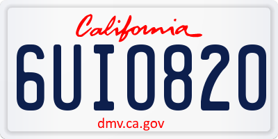 CA license plate 6UIO820