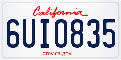CA license plate 6UIO835
