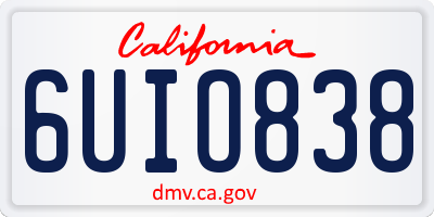 CA license plate 6UIO838