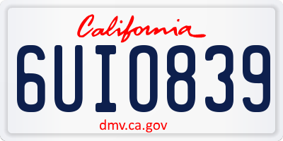 CA license plate 6UIO839