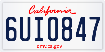 CA license plate 6UIO847