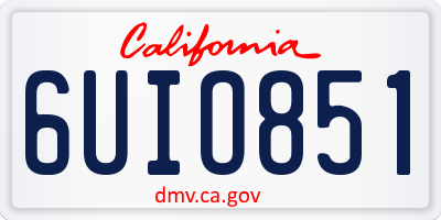 CA license plate 6UIO851