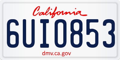 CA license plate 6UIO853