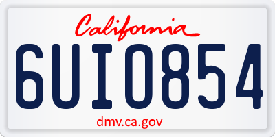 CA license plate 6UIO854