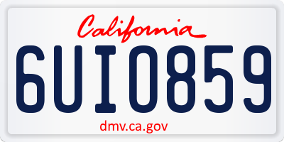 CA license plate 6UIO859
