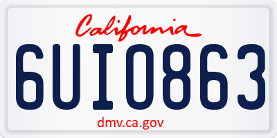 CA license plate 6UIO863