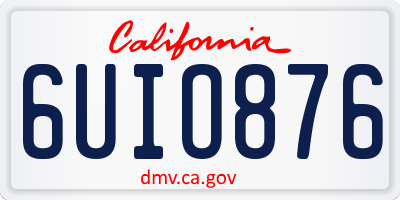 CA license plate 6UIO876
