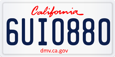 CA license plate 6UIO880