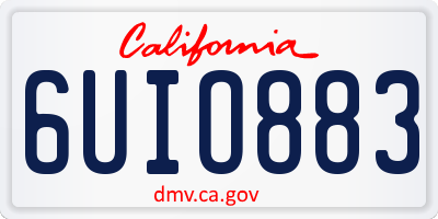 CA license plate 6UIO883