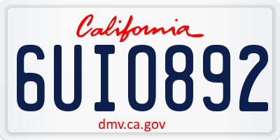 CA license plate 6UIO892