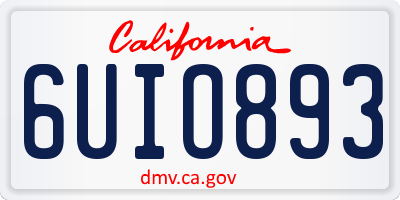 CA license plate 6UIO893