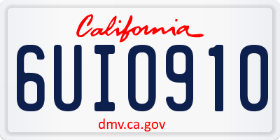 CA license plate 6UIO910