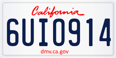 CA license plate 6UIO914