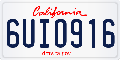CA license plate 6UIO916