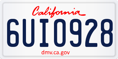 CA license plate 6UIO928