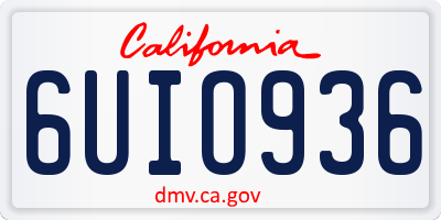 CA license plate 6UIO936