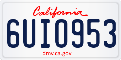 CA license plate 6UIO953