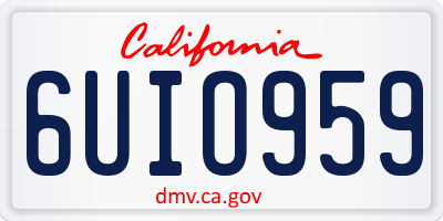 CA license plate 6UIO959