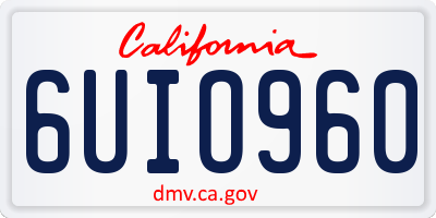 CA license plate 6UIO960