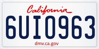 CA license plate 6UIO963