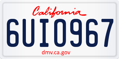 CA license plate 6UIO967