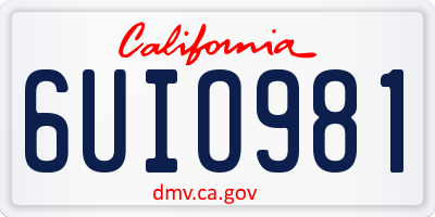 CA license plate 6UIO981