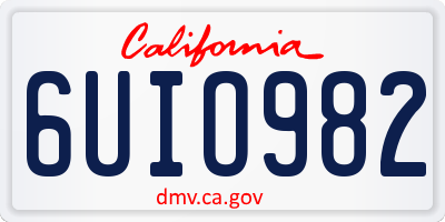 CA license plate 6UIO982