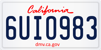 CA license plate 6UIO983