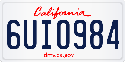 CA license plate 6UIO984