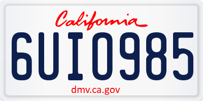 CA license plate 6UIO985