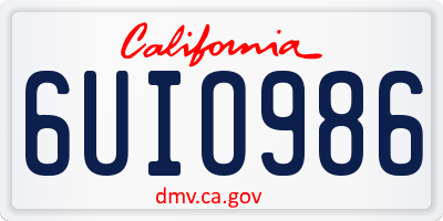 CA license plate 6UIO986