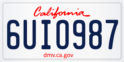 CA license plate 6UIO987