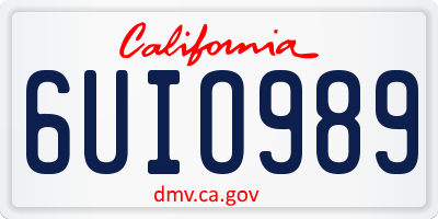 CA license plate 6UIO989