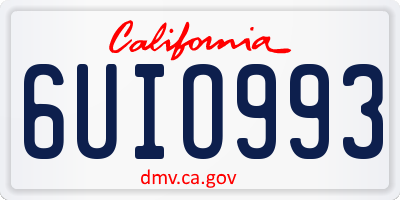 CA license plate 6UIO993
