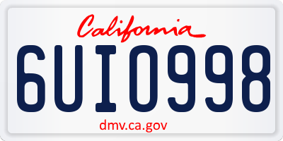 CA license plate 6UIO998