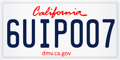 CA license plate 6UIP007