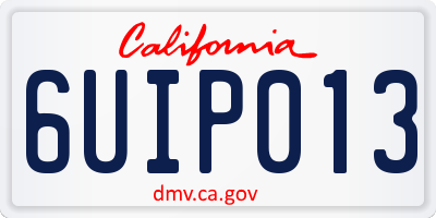 CA license plate 6UIP013