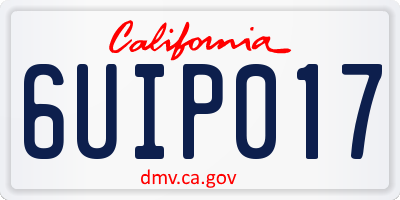 CA license plate 6UIP017