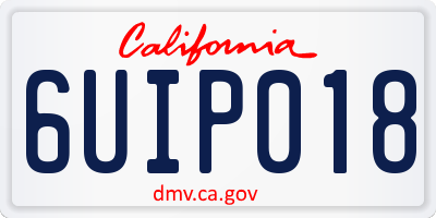 CA license plate 6UIP018