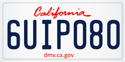 CA license plate 6UIP080