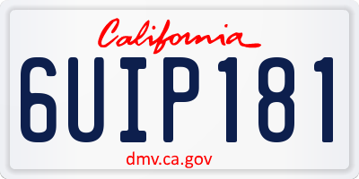 CA license plate 6UIP181