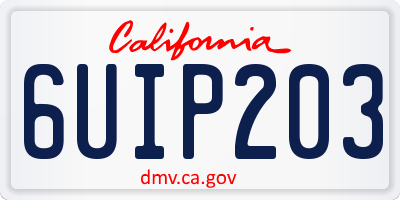 CA license plate 6UIP203