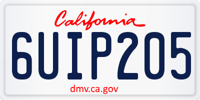CA license plate 6UIP205