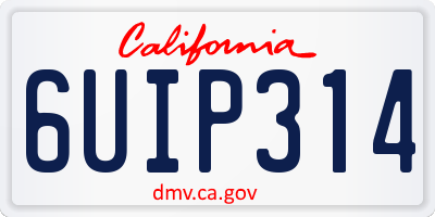 CA license plate 6UIP314